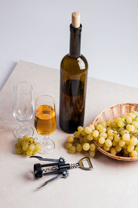 Fruits in glass on table