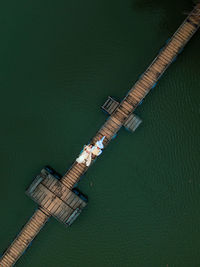 High angle view of pier in sea