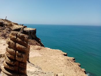 Scenic view of sea against clear sky