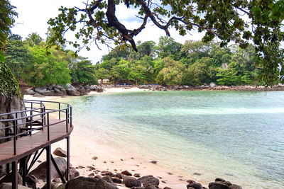 Scenic view of sea against clear sky