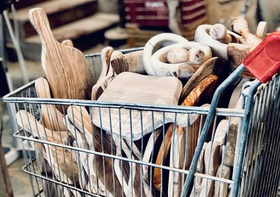 Close-up of wicker basket