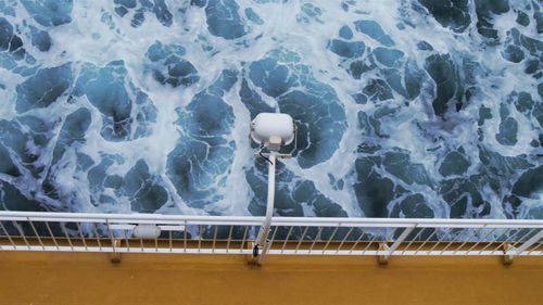 High angle view of swimming pool by sea