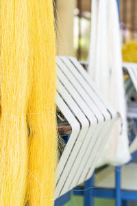 Close-up of rope in container