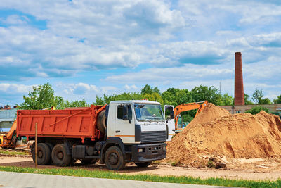 Dumper truck at construction site