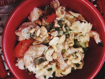 High angle view of meal served in bowl