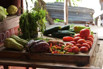 Fruits and vegetables on table