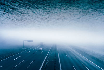 High angle view of highway at night