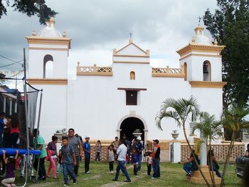 People standing in front of building