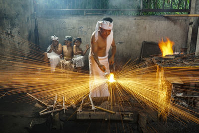 Man working on fire