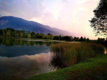 Scenic view of lake against sky