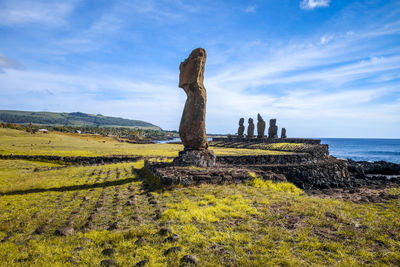 Built structure on land against sky