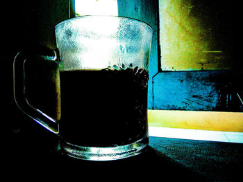 Close-up of beer in glass