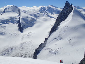 Scenic view of snow covered mountains against sky