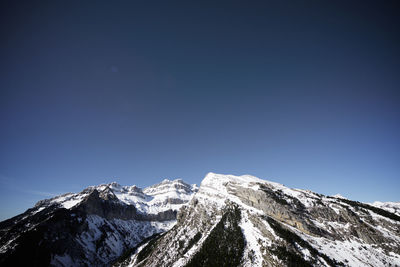 Snowy mountains in canfranc valley, hueca province, aragon, pyrenees in spain.