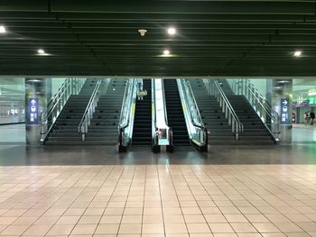 Interior of illuminated subway station