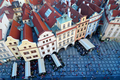 High angle view of buildings in city