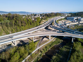 High angle view of bridge in city