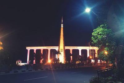 Illuminated building at night