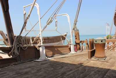 View of wooden post on beach