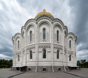 The naval cathedral of st nicholas in kronstadt saint petersburg, russia, seen from the back. 