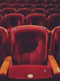 Empty red seats in theater