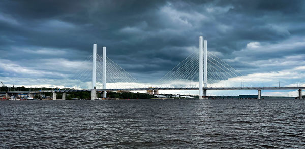 Bridge over river against sky