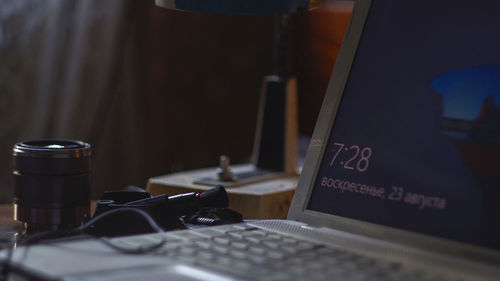Close-up of laptop on table