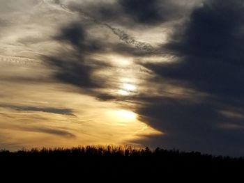 Low angle view of silhouette trees against sky