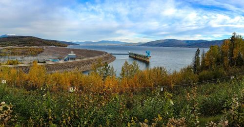 Panoramic view of lake against sky