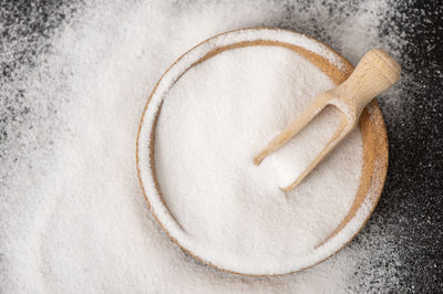 High angle view of bread on white background