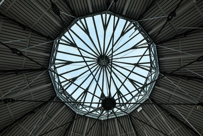 Low angle view of ceiling against sky