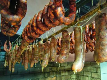 Close-up of meat on barbecue grill