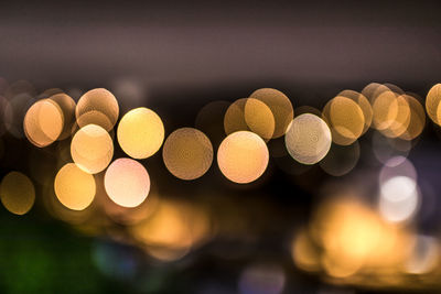 Defocused image of illuminated lights at night