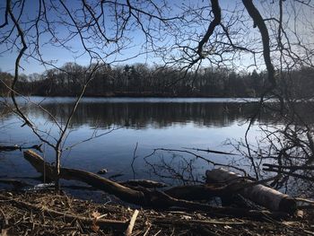 Scenic view of lake against sky