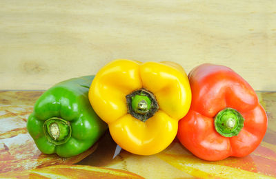 Close-up of multi colored bell peppers