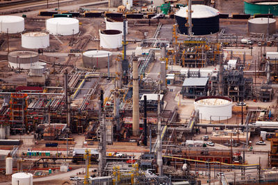 High angle view of buildings in factory