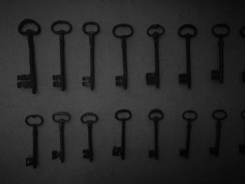 Full frame shot of keys hanging on wall