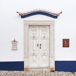 Closed door of building