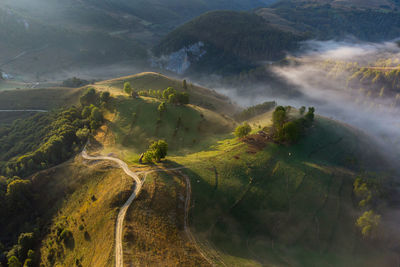 High angle view of road amidst landscape