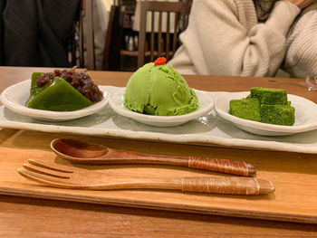 Matcha ice cream and sweets