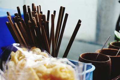 Close-up of food on table