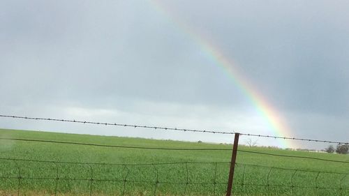 Scenic view of rainbow against sky