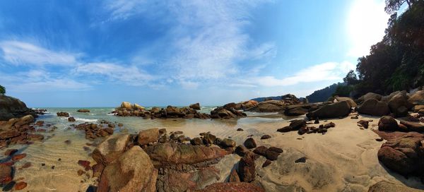 Panoramic view of beach against sky