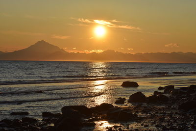 Scenic view of sea against sky during sunset