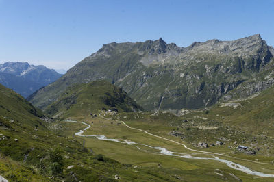 Scenic view of mountains against clear sky