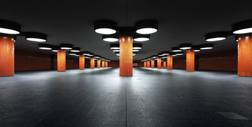 Illuminated empty parking lot