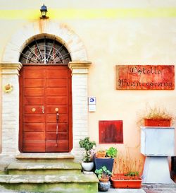 Closed door of building