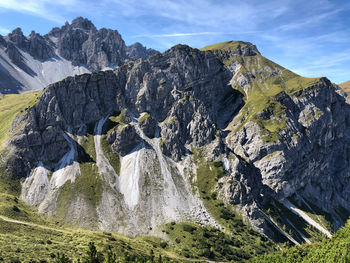 Panoramic view of rocky mountains against sky