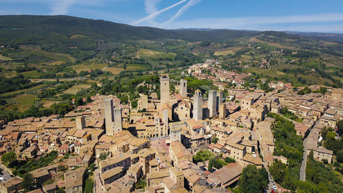 Aerial view of the town of san gimignano in tuscany