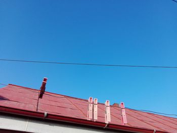 Low angle view of building against clear blue sky